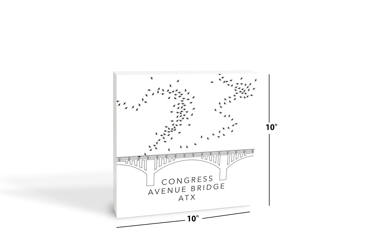 Minimalist B&W Texas Austin Congress Avenue Bridge | Wood Block | Eaches | Min 2