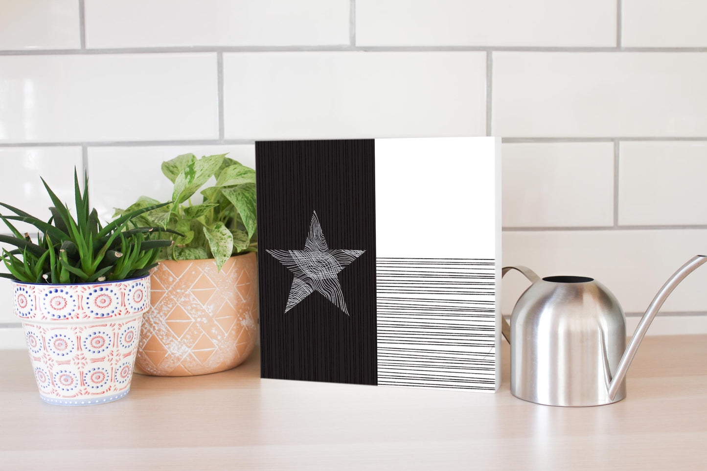 Modern Texas State Flag Abstract Lines | Wood Block | Eaches | Min 2