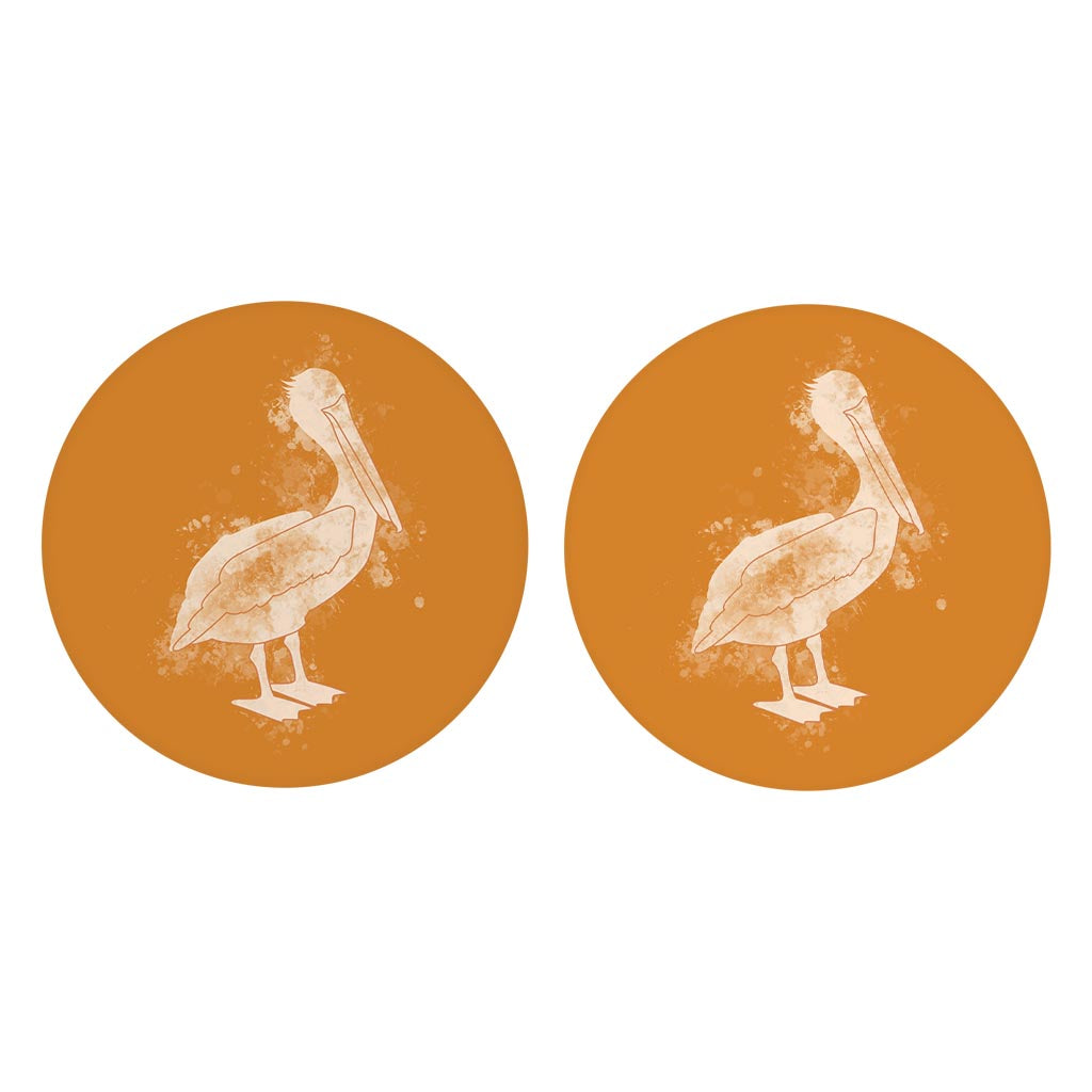 Modern Minimalist Louisiana Pelican Water Color | Absorbent Car Coasters | Set of 2 | Min 4