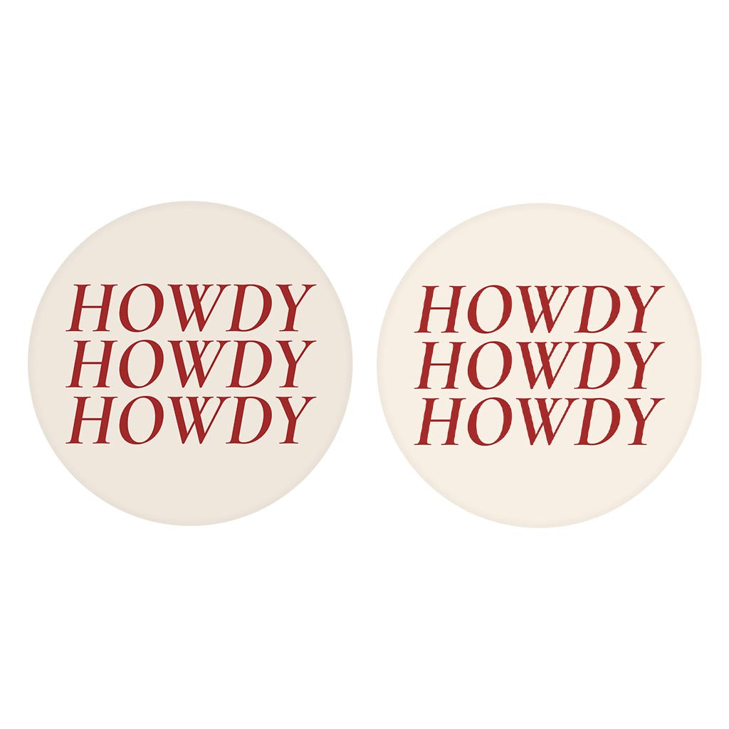 Modern Minimalist Texas Howdy | Absorbent Car Coasters | Set of 2 | Min 4