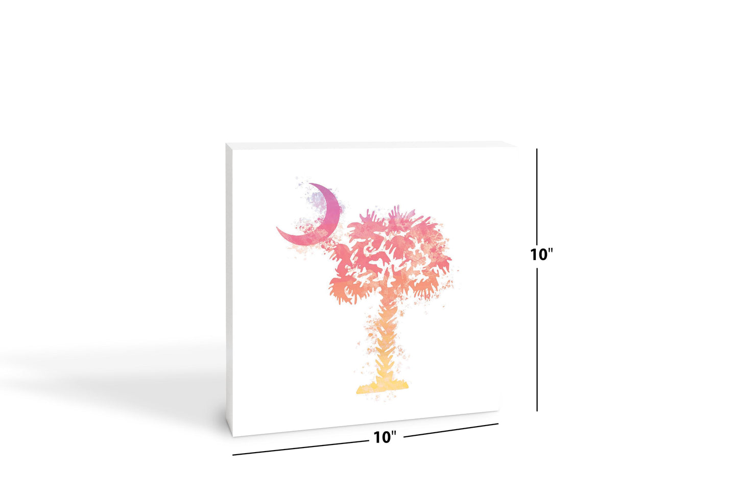 South Carolina Pink Water Color Palm Trees On White | Wood Block | Eaches | Min 2