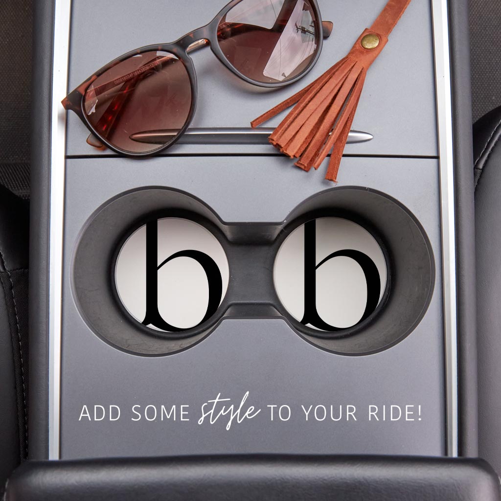 Minimalist Monogram B Circle | Absorbent Car Coasters | Set of 2 | Min 4