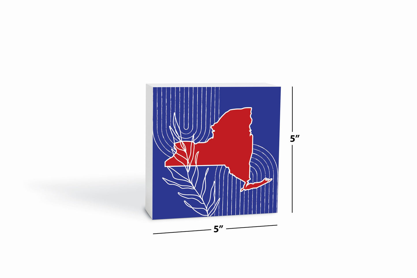 Red White And Blue New York State Retro Thin Lines | Wood Block | Eaches | Min 4