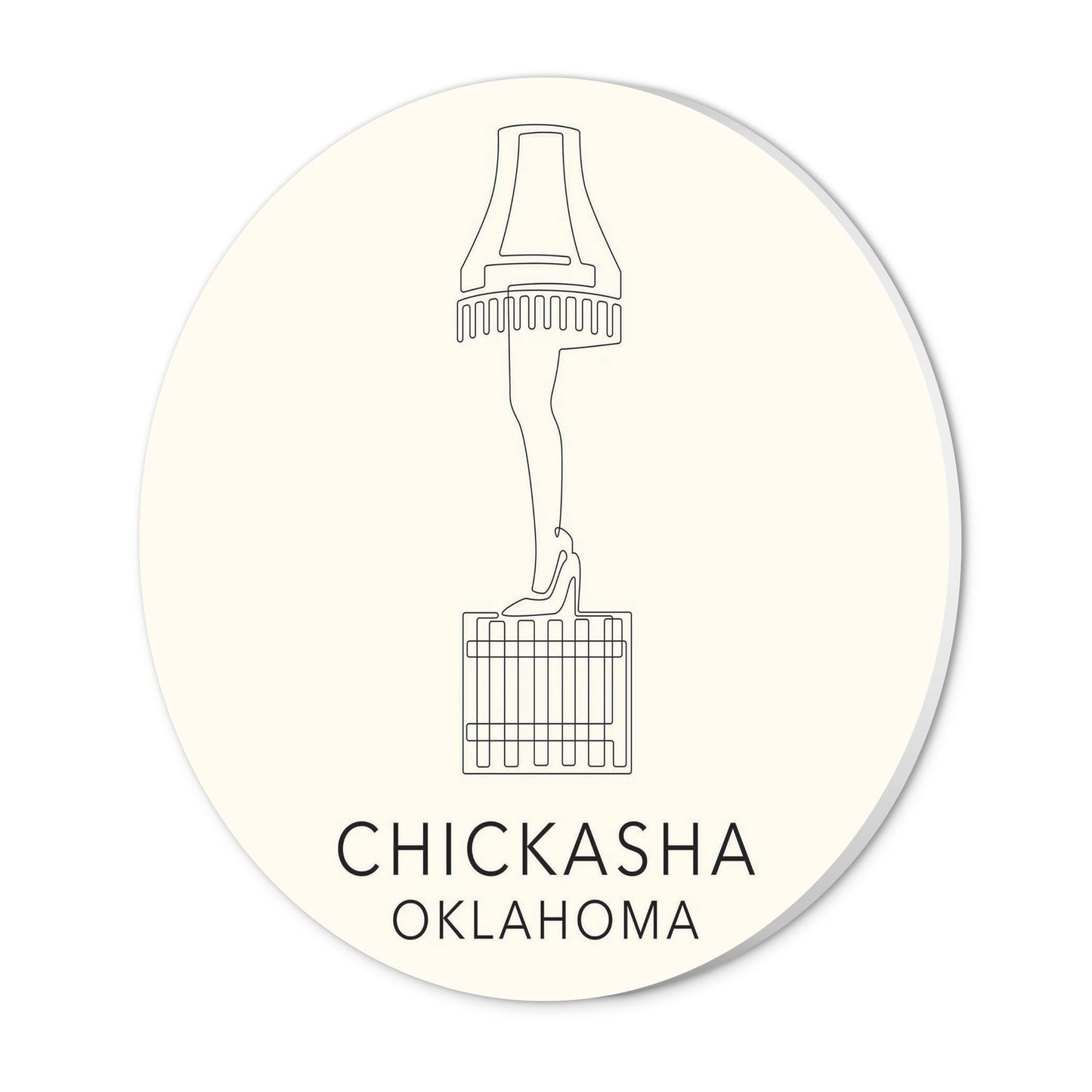 Modern Minimalist Oklahoma Chickasha Leg Lamp | Wood Sign | Eaches | Min 1