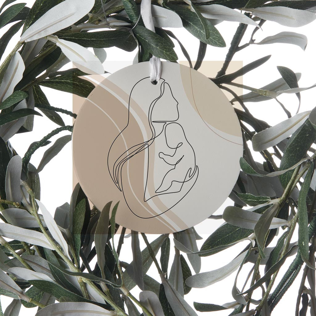 Modern Minimalist Mothers Day Mom Baby | Wood Ornament | Eaches | Min 6