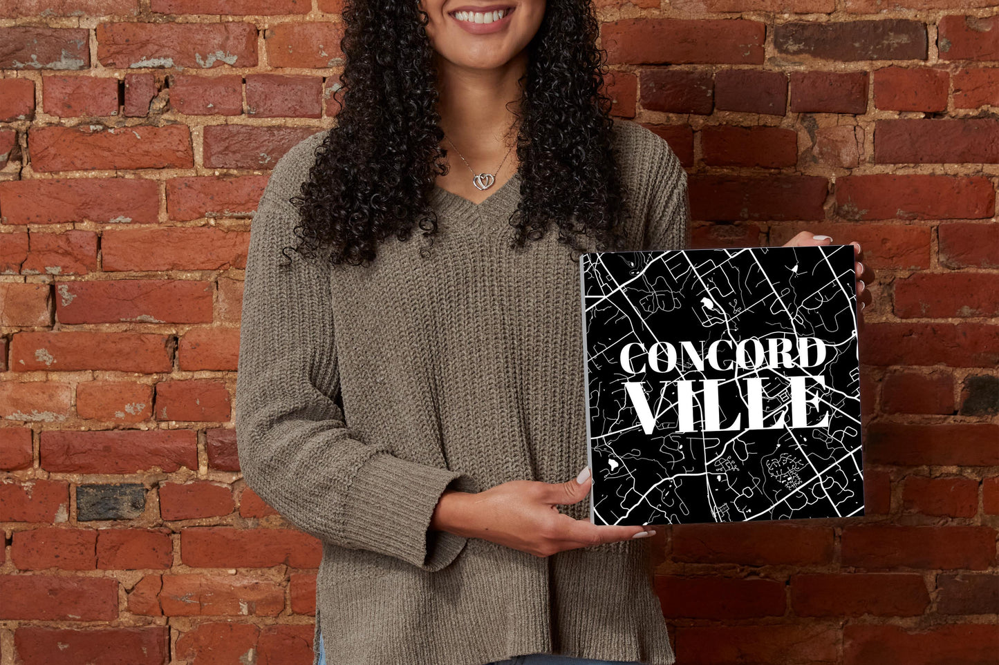 Minimalistic B&W Pennsylvania Concordville Map | Wood Block | Eaches | Min 2