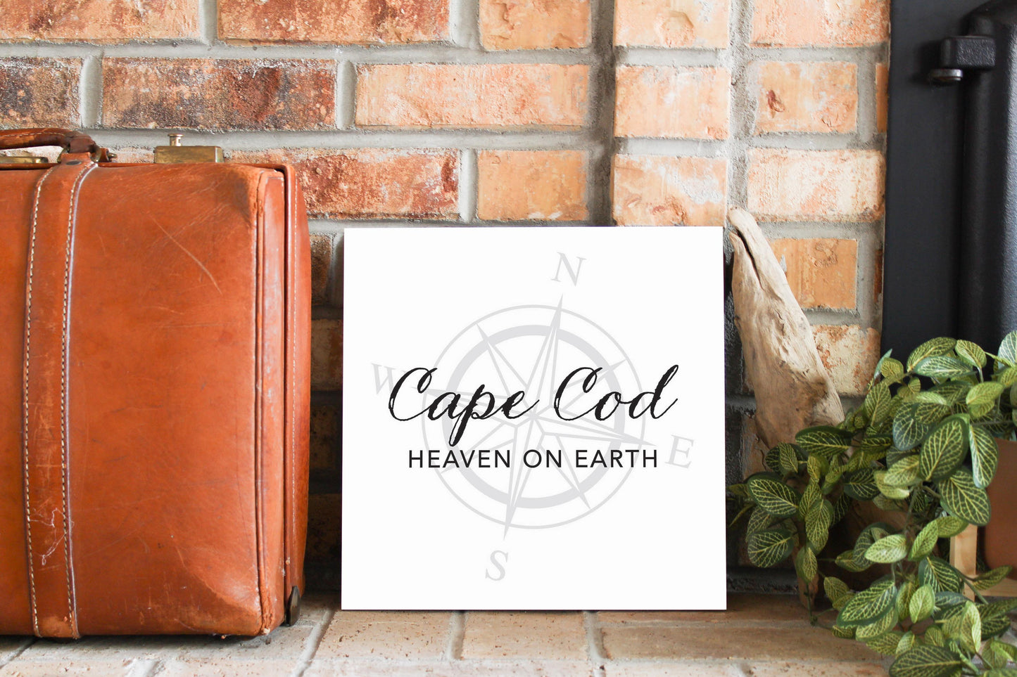 Minimalistic B&W Cape Cod Heaven On Earth | Wood Sign | Eaches | Min 2