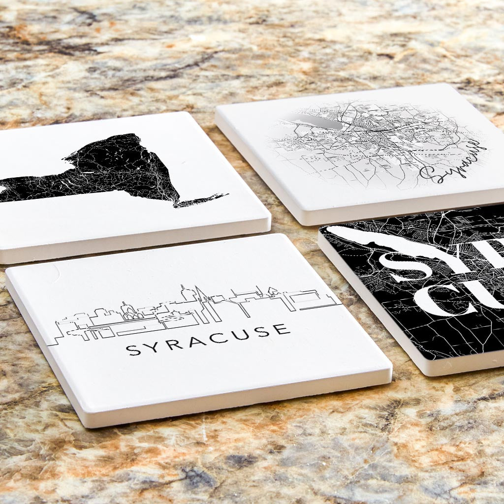 Minimalistic B&W New York Syracuse State| Absorbent Coasters | Set of 4 | Min 2