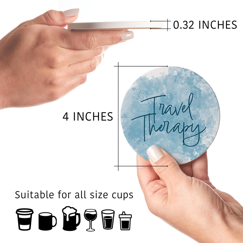 Travel Therapy Water Color | Absorbent Coasters | Set of 4 | Min 2