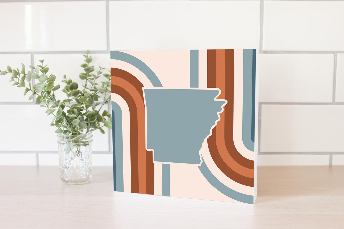 Modern Minimalist Arkansas Retro State Shape | Wood Block | Eaches | Min 2