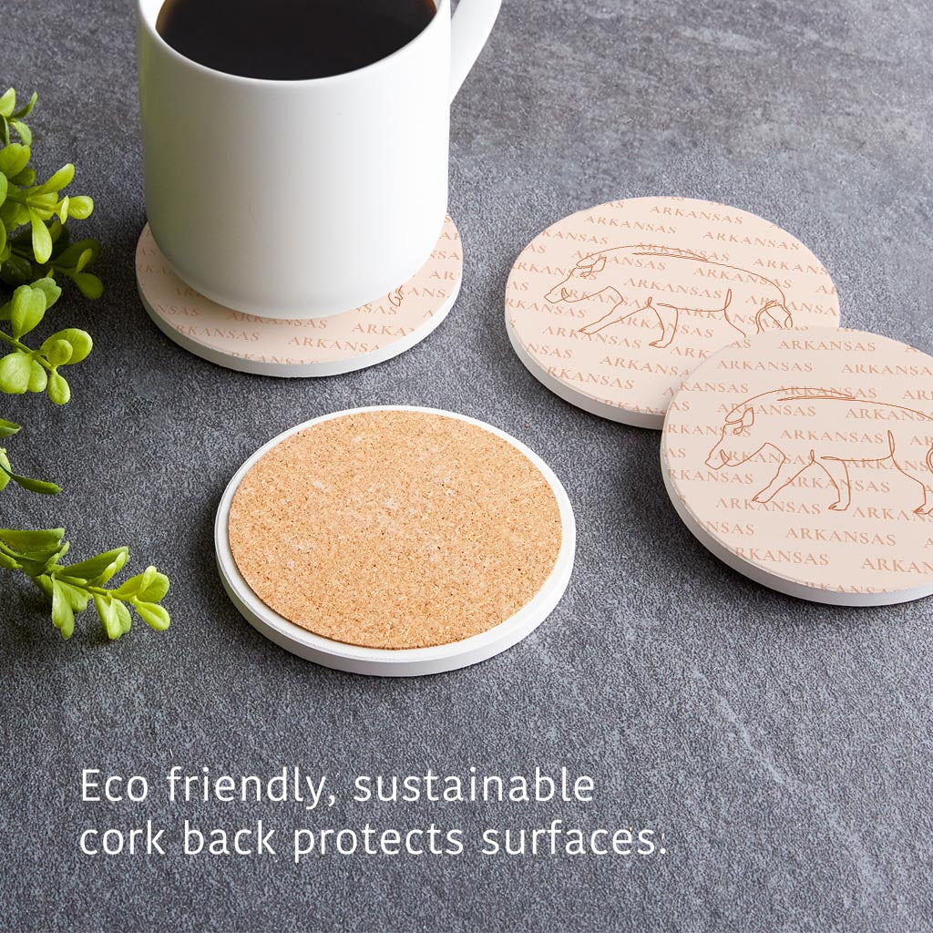 Modern Minimalist Arkansas Hog Line Drawing | Absorbent Coasters | Set of 4 | Min 2
