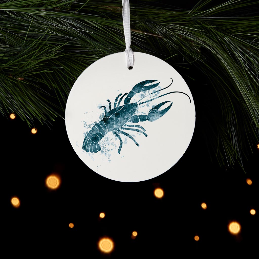 Blue White Water Color Crawfish| Wood Ornament | Eaches | Min 6