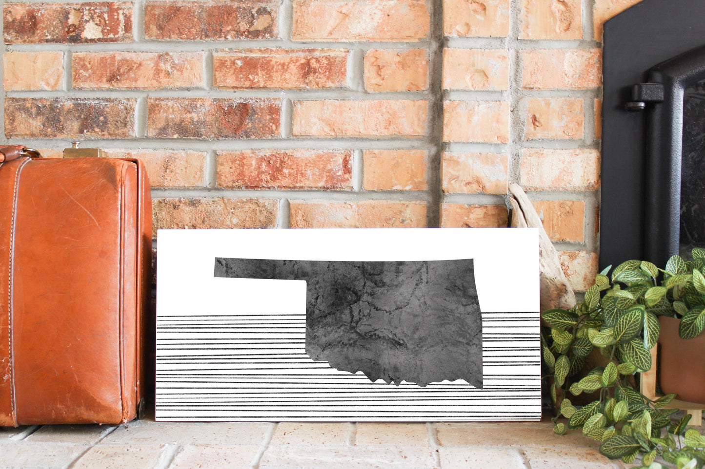 Modern Oklahoma State Shape With Straight Lines | Wood Sign | Eaches | Min 2