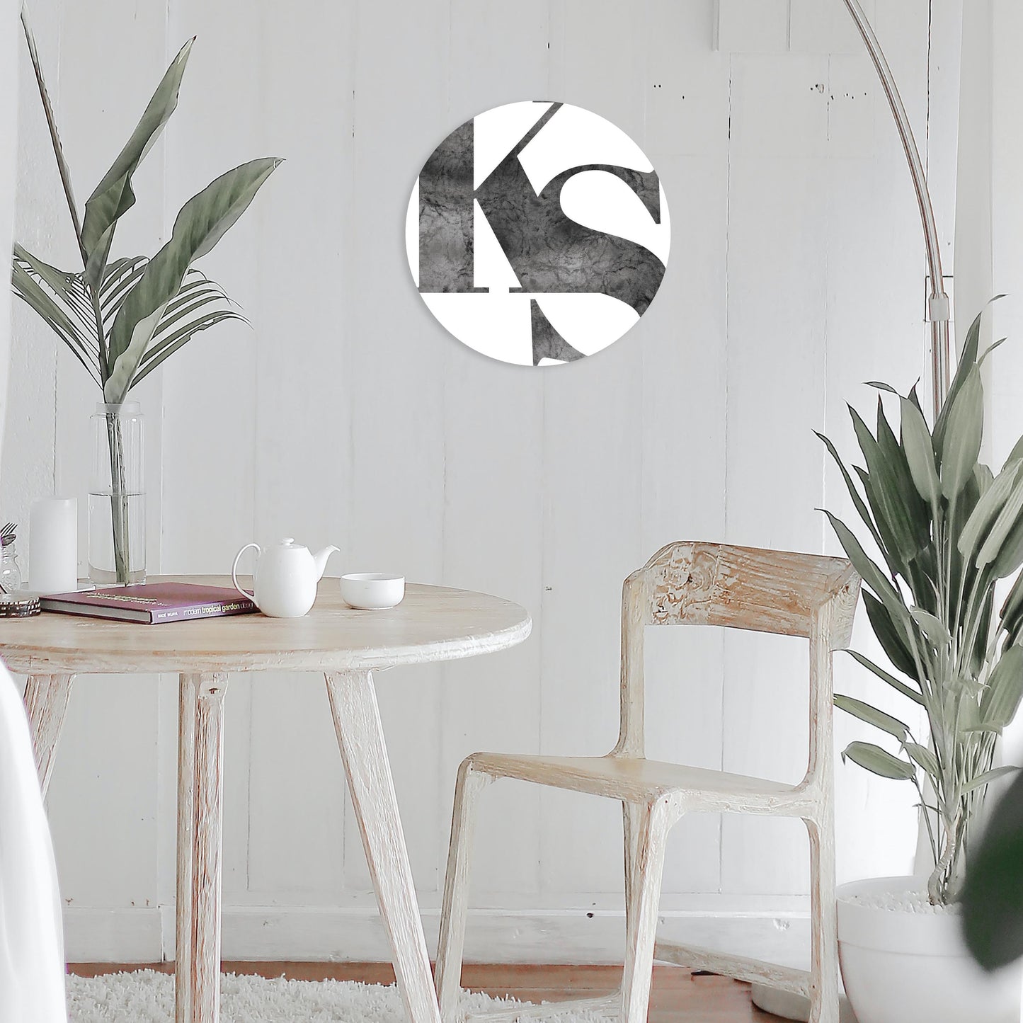 Minimalist B&W Kansas White Initials | Wood Sign | Eaches | Min 1