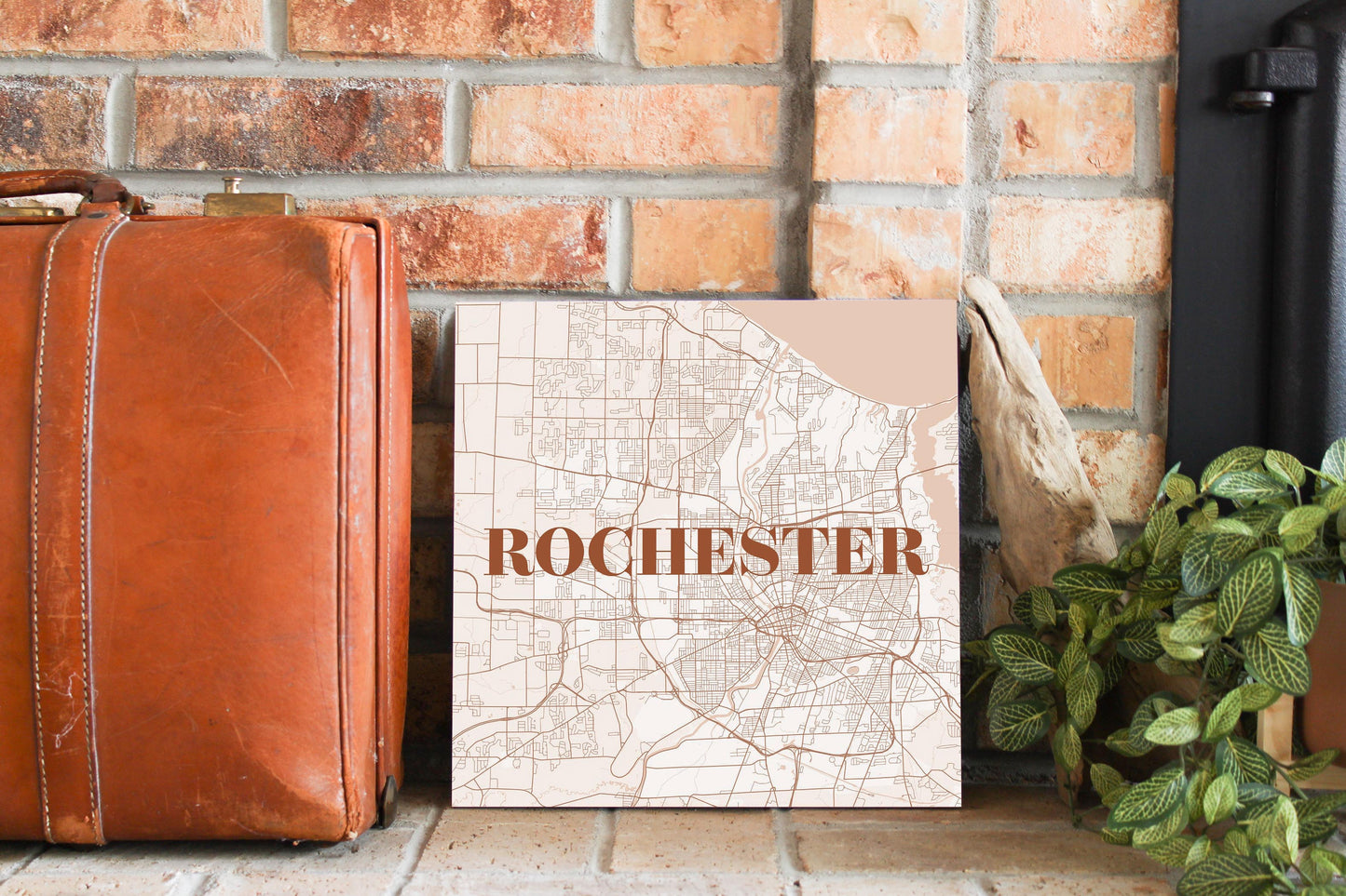 Modern Minimalist New York Rochester Map | Wood Sign | Eaches | Min 2