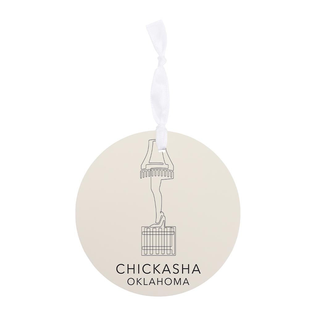 Modern Minimalist Oklahoma Chickasha Leg Lamp | Wood Ornament | Eaches | Min 6