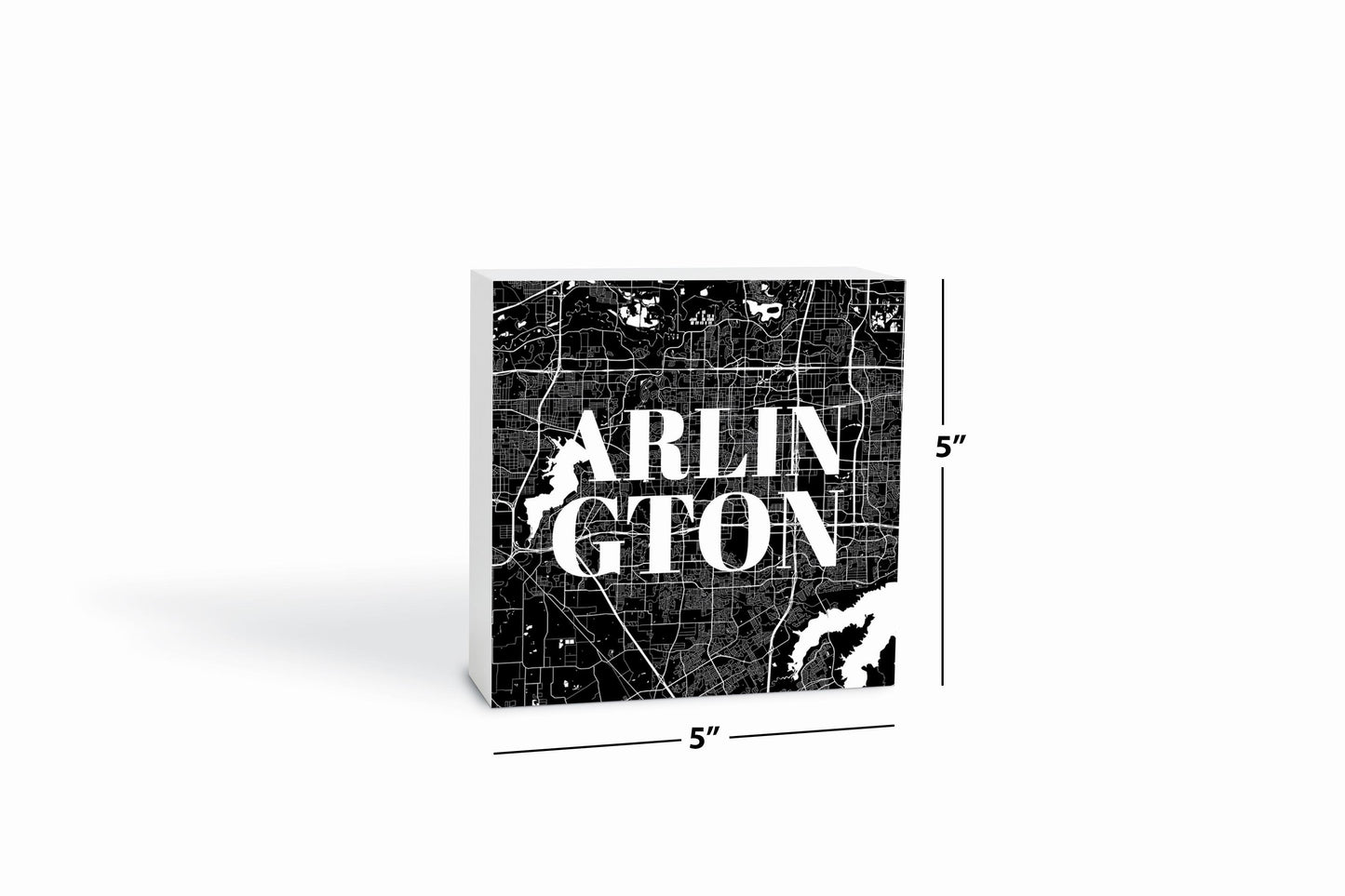 Minimalistic B&W Texas Arlington Map | Wood Block | Eaches | Min 4
