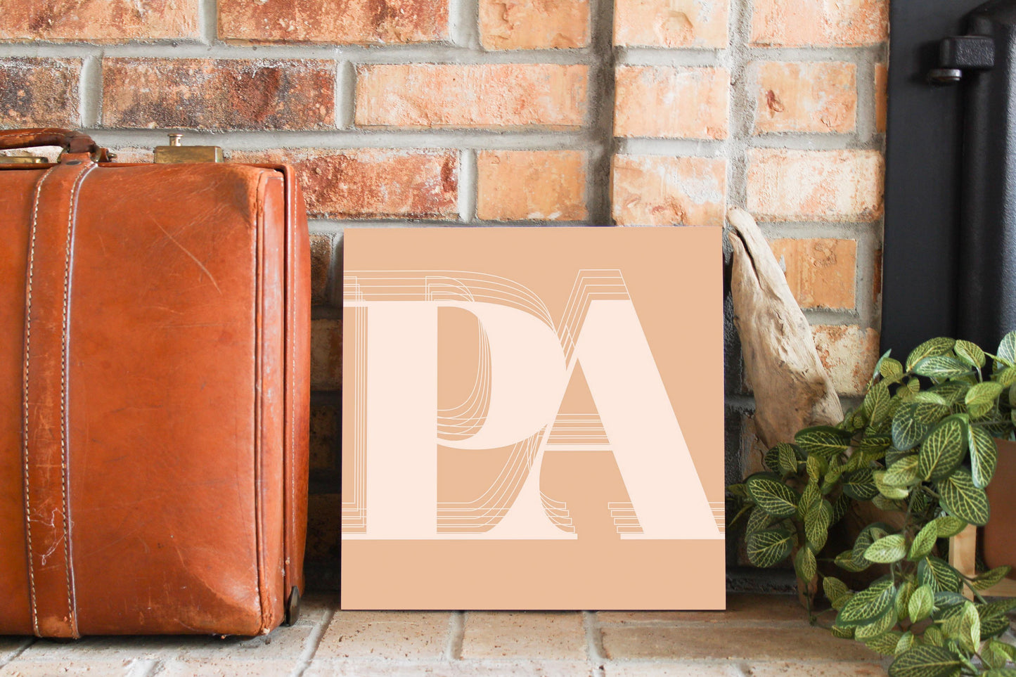 Modern Minimalist Pennsylvania Pa Initials Light | Wood Sign | Eaches | Min 2
