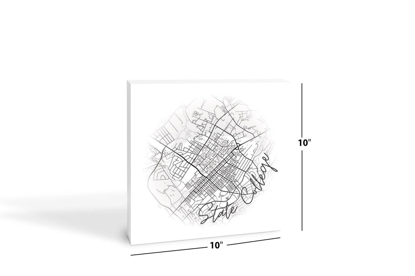 Minimalistic B&W Pennsylvania State College Circle Map | Wood Block | Eaches | Min 2