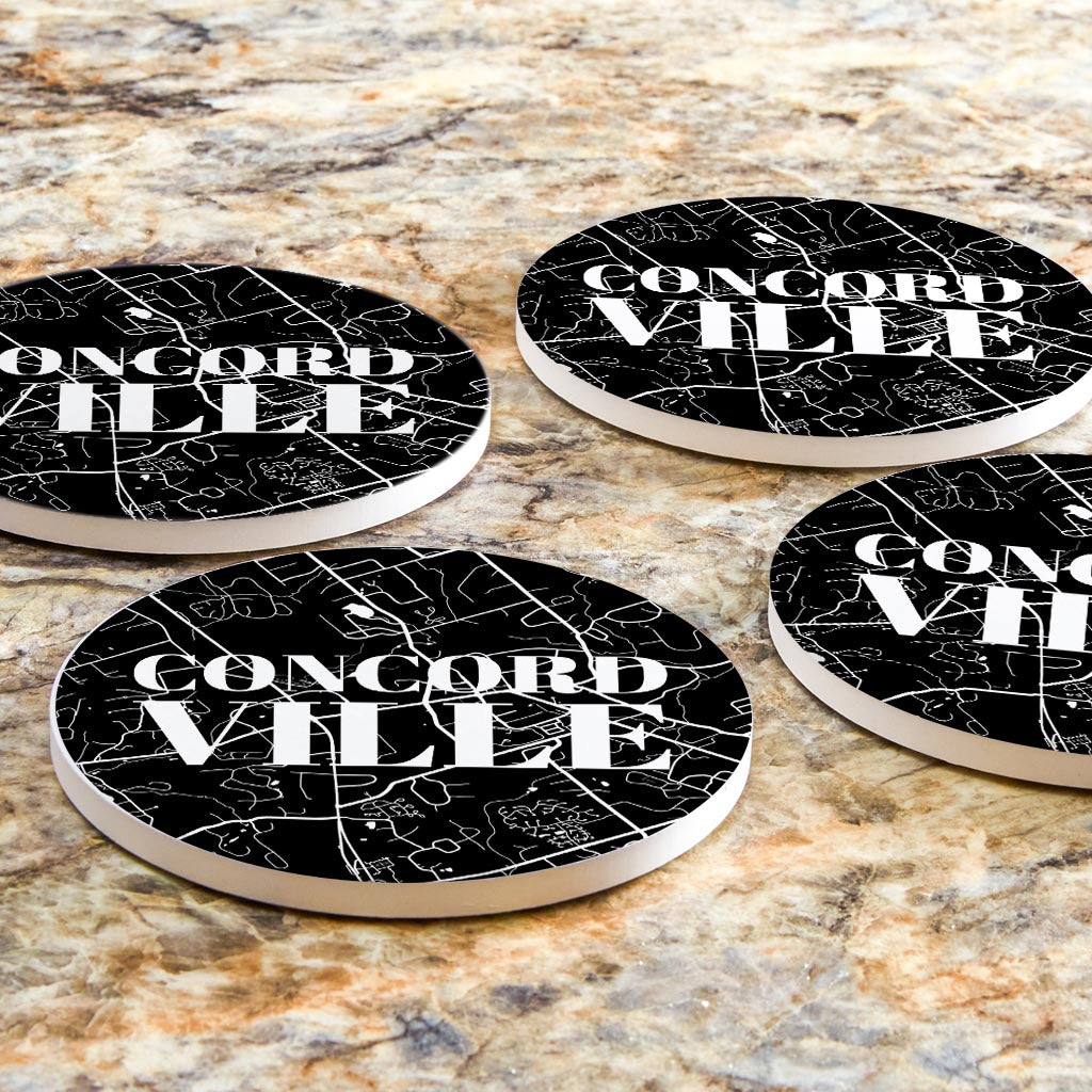 Minimalistic B&W Pennsylvania Concordville Map | Absorbent Coasters | Set of 4 | Min 2