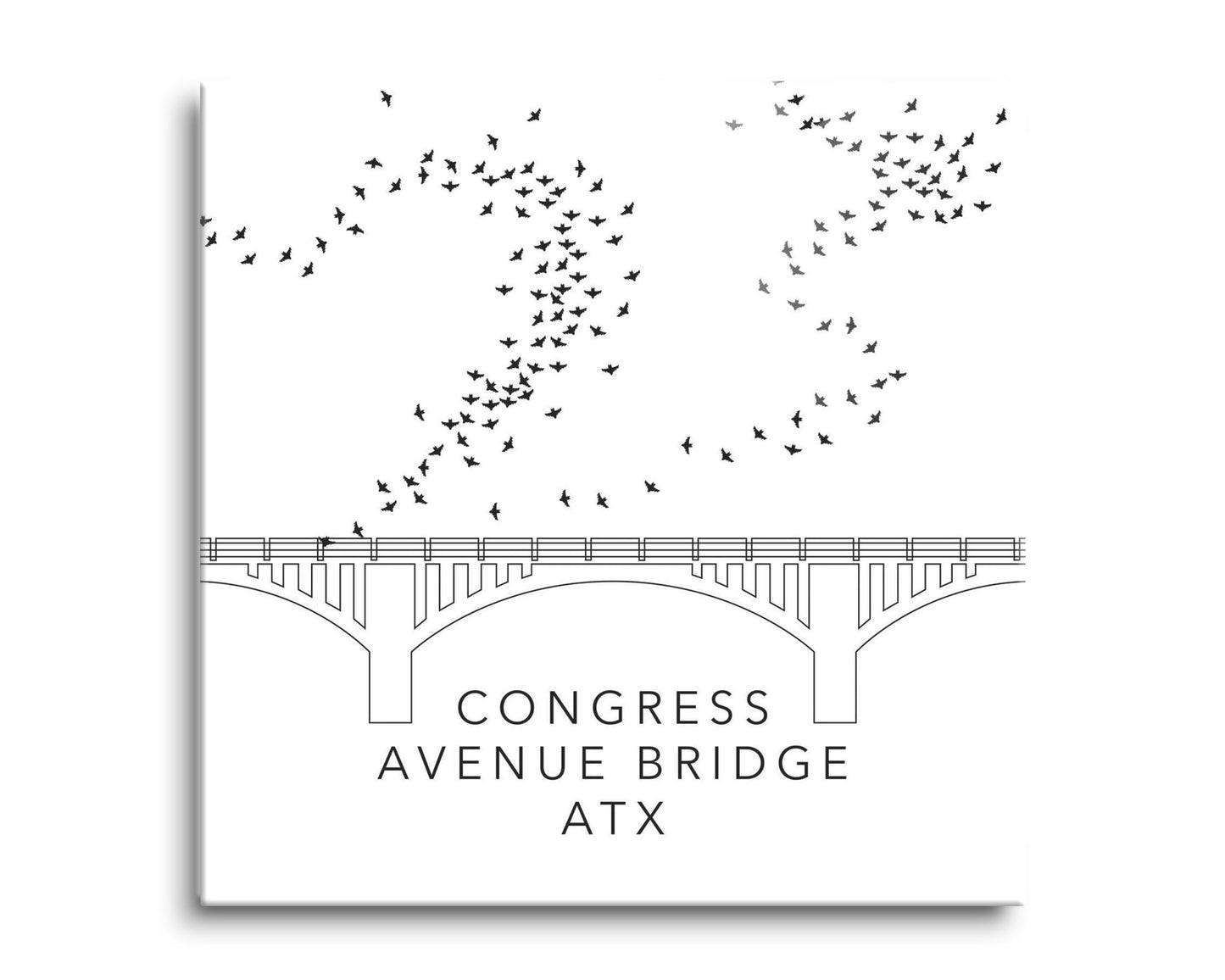 Minimalist B&W Texas Austin Congress Avenue Bridge | Hi-Def Glass Art | Eaches | Min 2