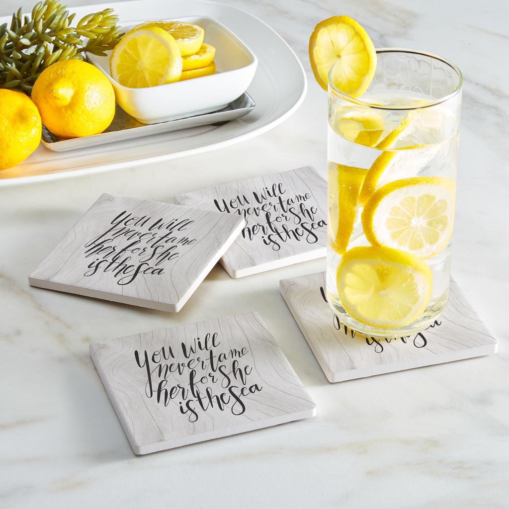 New England Calligraphy Saying | Absorbent Coasters | Set of 4 | Min 2