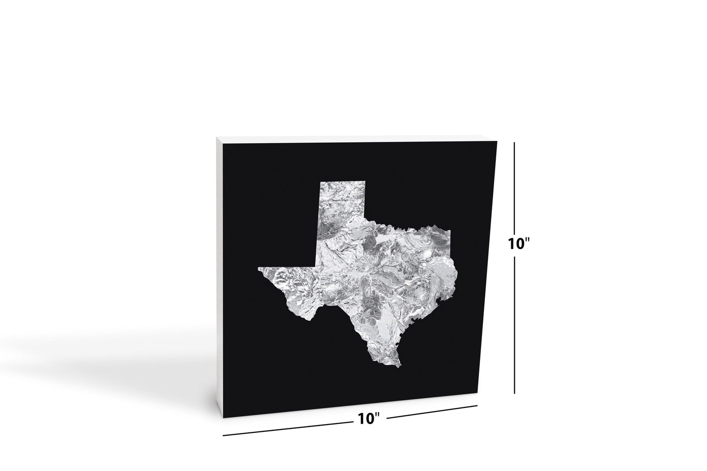 Minimalistic B&W Texas Metal State Shape | Wood Block | Eaches | Min 2
