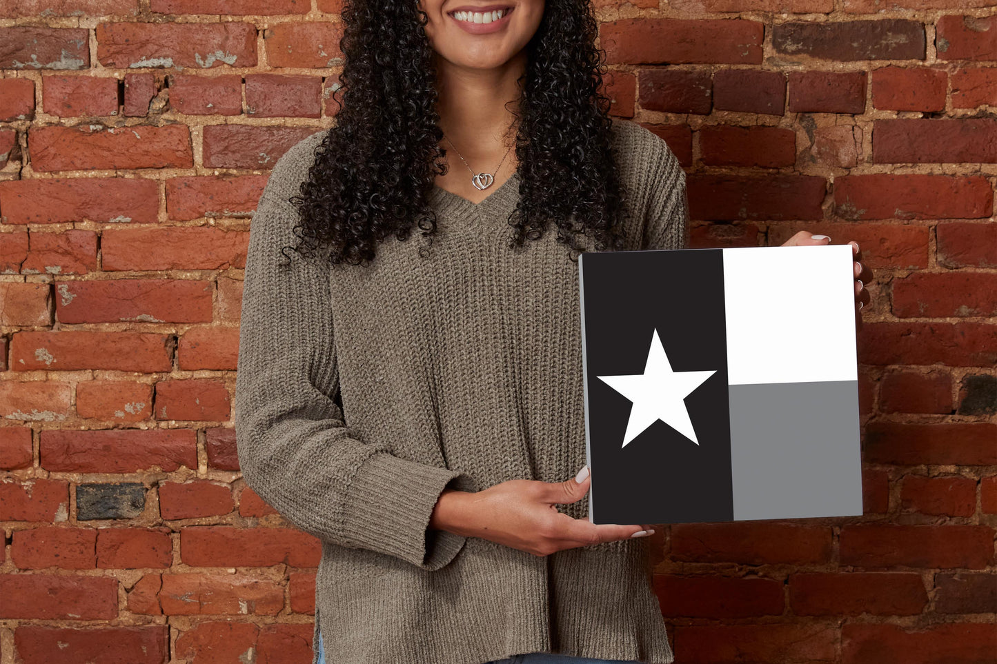 Minimalistic B&W Texas State Flag | Wood Block | Eaches | Min 2