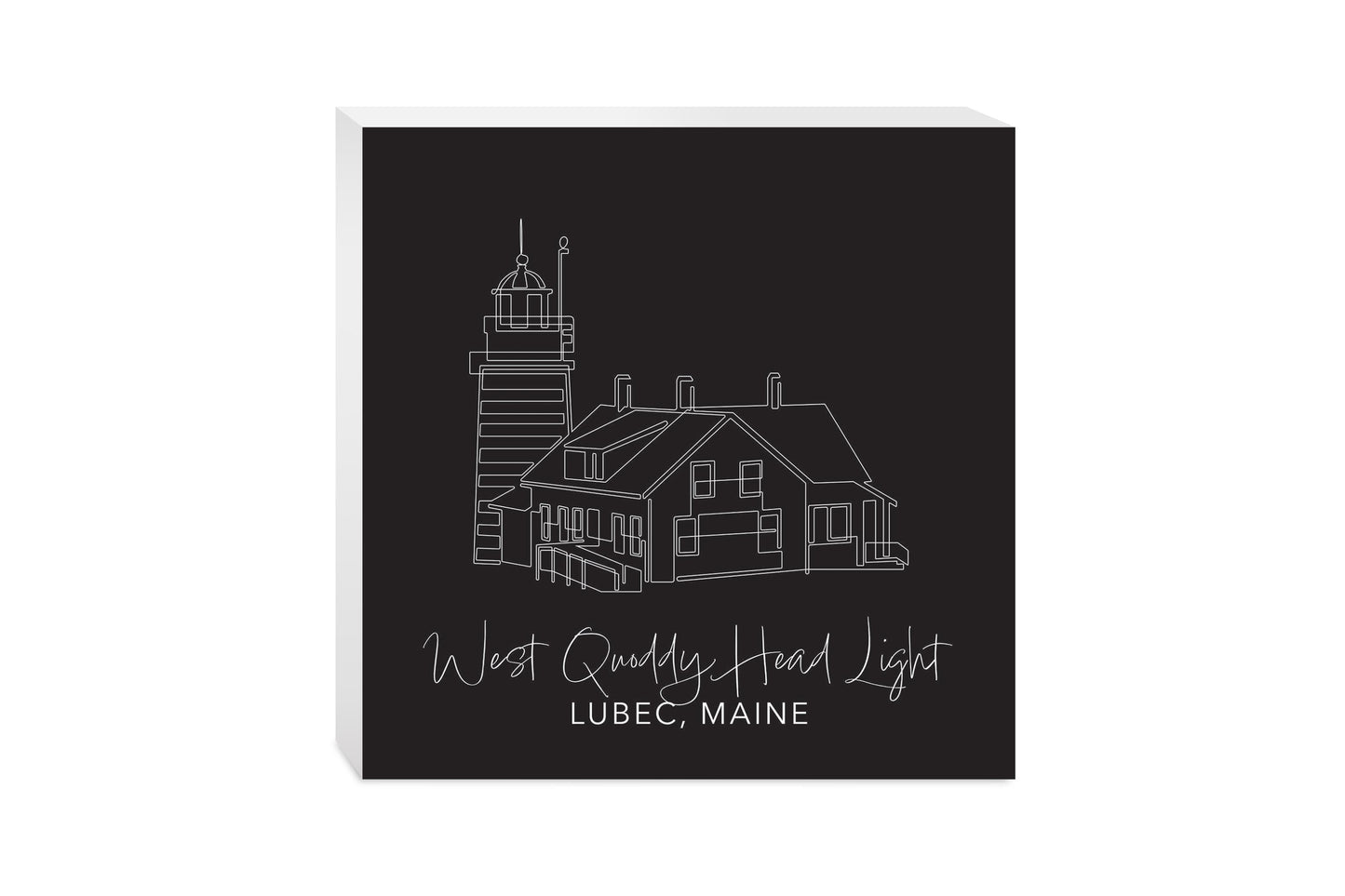 Black West Quoddy Head Light | Wood Block | Eaches | Min 2