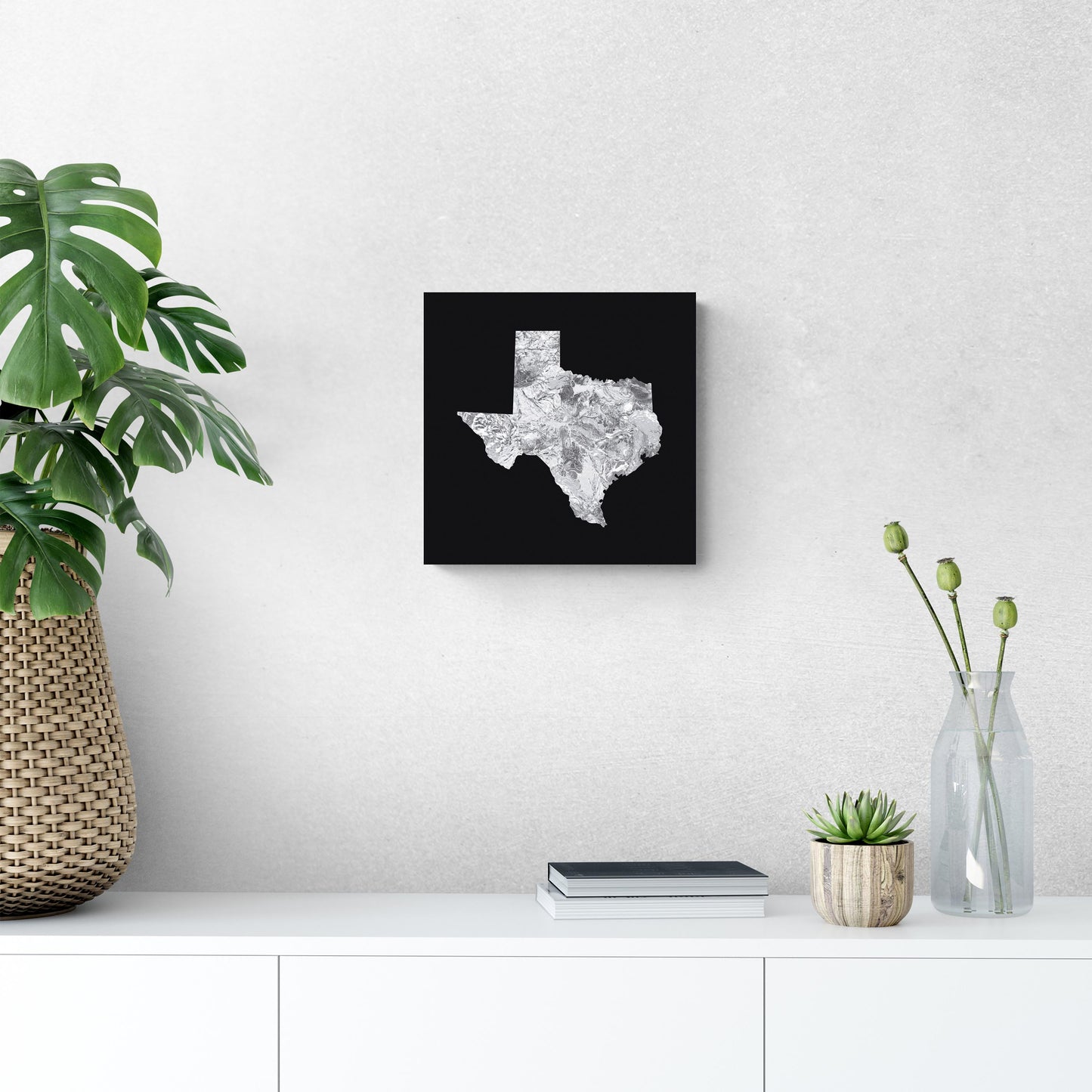 Minimalistic B&W Texas Metal State Shape | Wood Sign | Eaches | Min 2