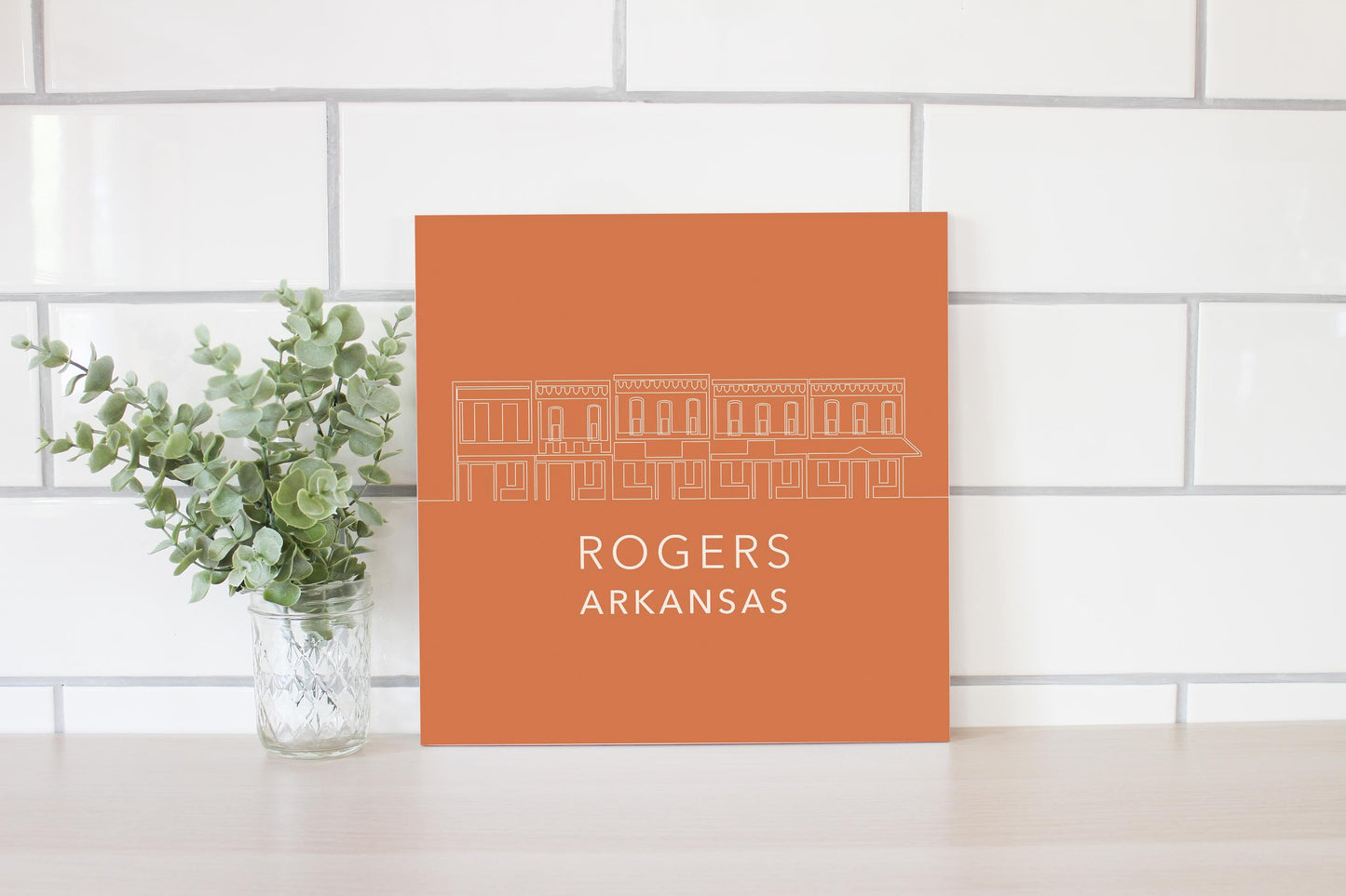 Modern Minimalist Arkansas Rogers Skyline State | Wood Sign | Eaches | Min 2