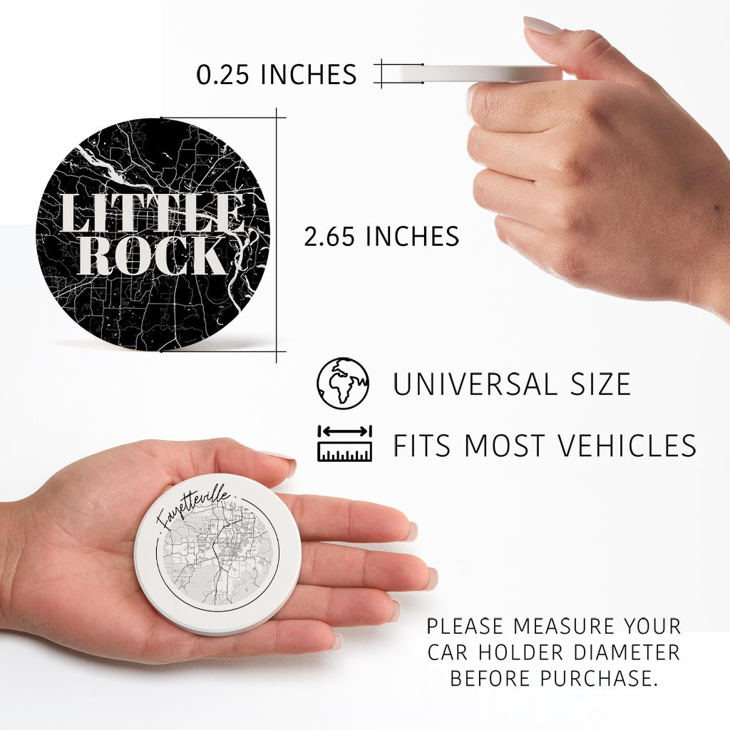 B&W Minimalist Arkansas Little Rock Fayetteville| Absorbent Car Coasters | Set of 2 | Min 4