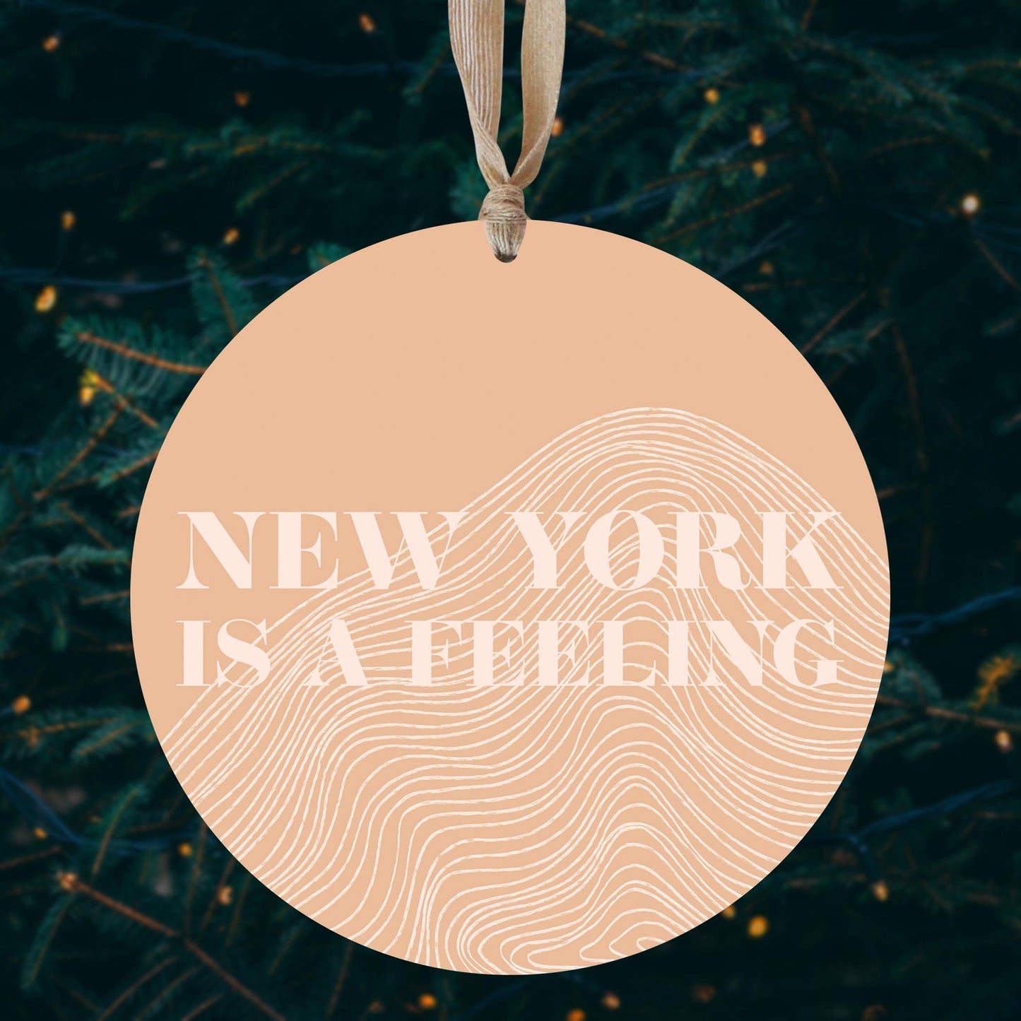 Modern Minimalist New York Is A Feeling | Wood Ornament | Eaches | Min 1