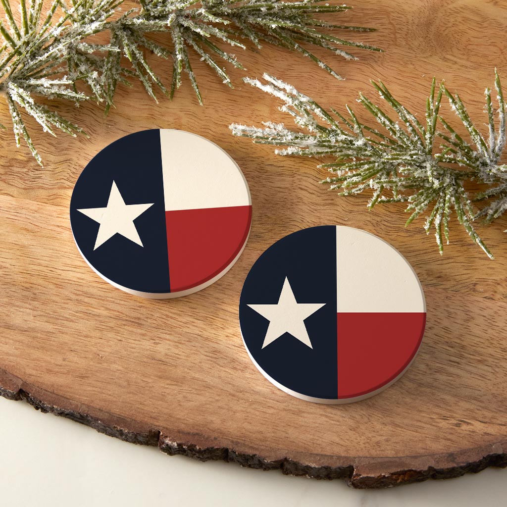 Modern Minimalist Texas Colors Flag | Absorbent Car Coasters | Set of 2 | Min 4