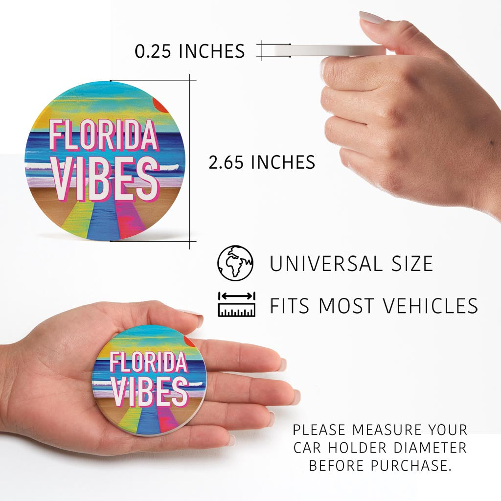 Florida Vibes | Absorbent Car Coasters | Set of 2 | Min 4