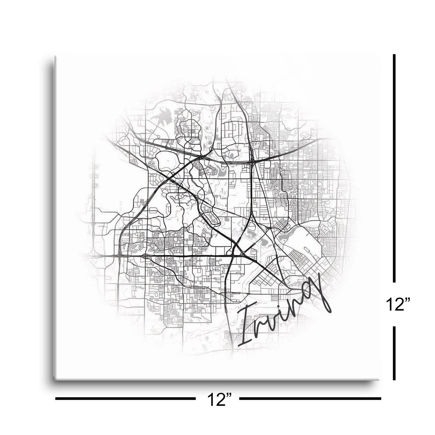 Minimalistic B&W Texas Irving Circle Map | Hi-Def Glass Art | Eaches | Min 1