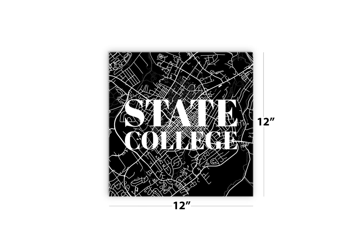 Minimalistic B&W Pennsylvania State College Map | Wood Sign | Eaches | Min 2