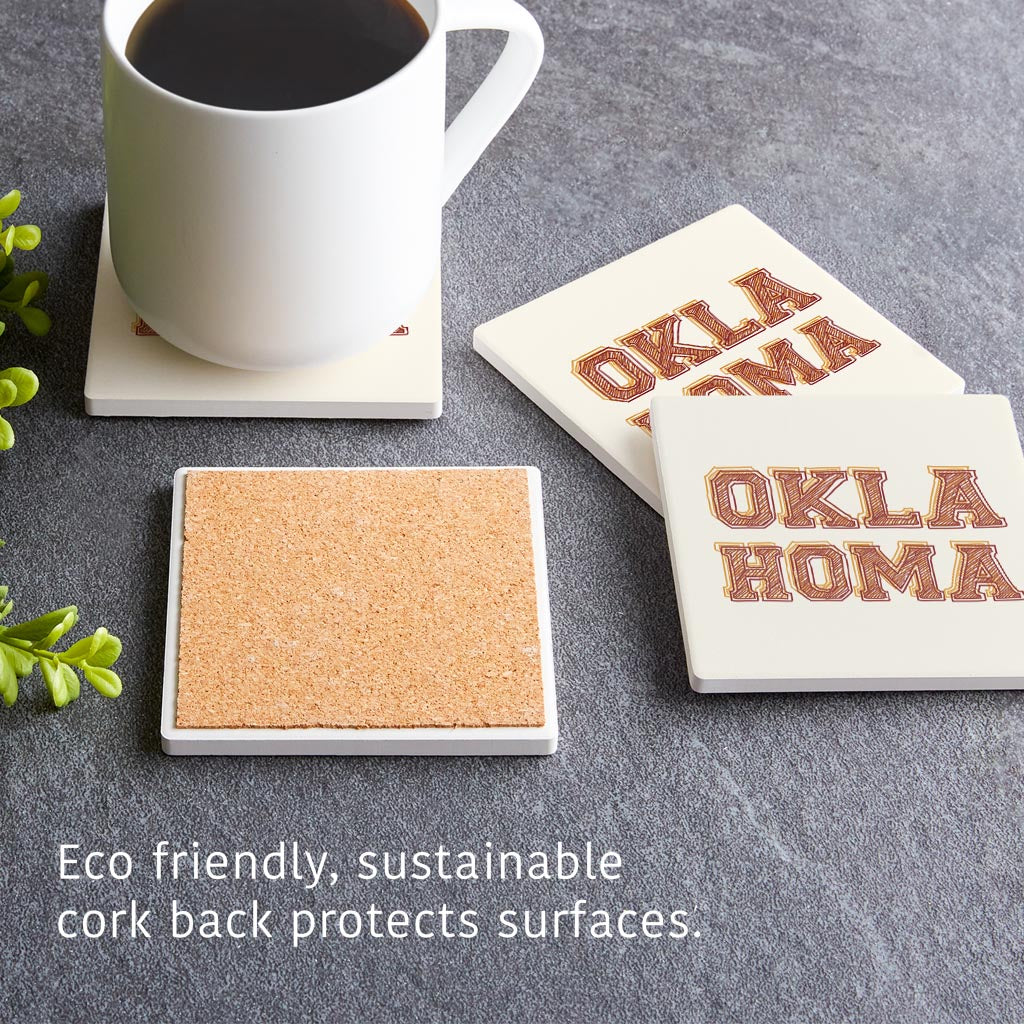 Modern Minimalist Oklahoma| Absorbent Coasters | Set of 4 | Min 2