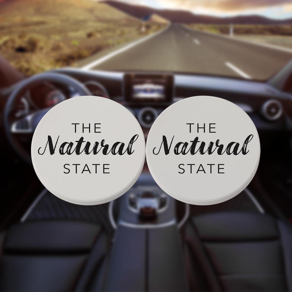 B&W Minimalist Arkansas The Natural State| Absorbent Car Coasters | Set of 2 | Min 4
