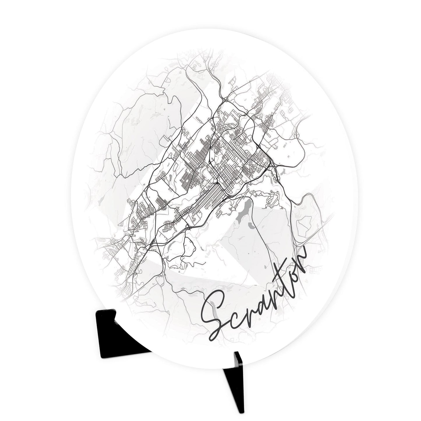 Minimalistic B&W Pennsylvania Scranton Circle Map | Wood Sign | Eaches | Min 1