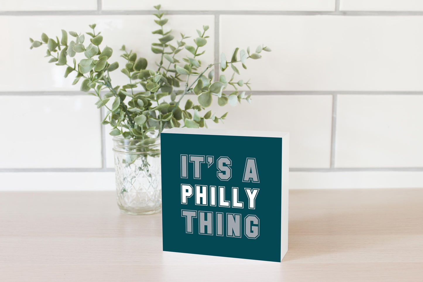 Modern Minimalist Pennsylvania Philly Thing | Wood Block | Eaches | Min 4