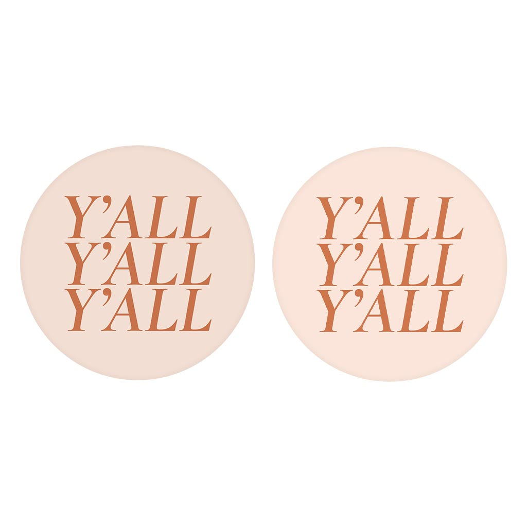 Modern Minimalist Texas Yall | Absorbent Car Coasters | Set of 2 | Min 4