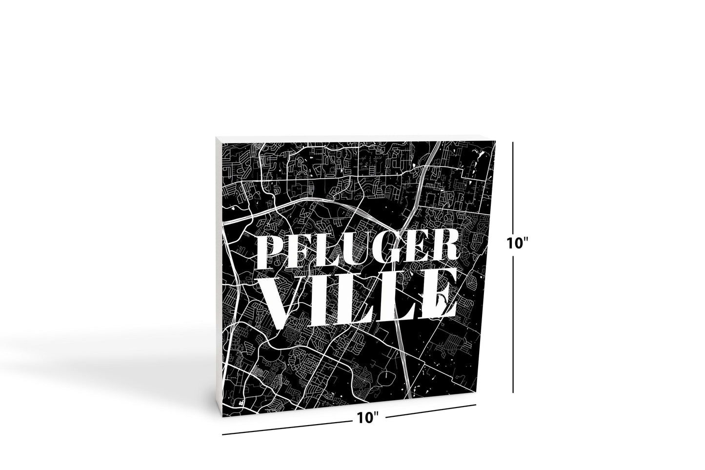 Minimalistic B&W Texas Pflugerville Map | Wood Block | Eaches | Min 2