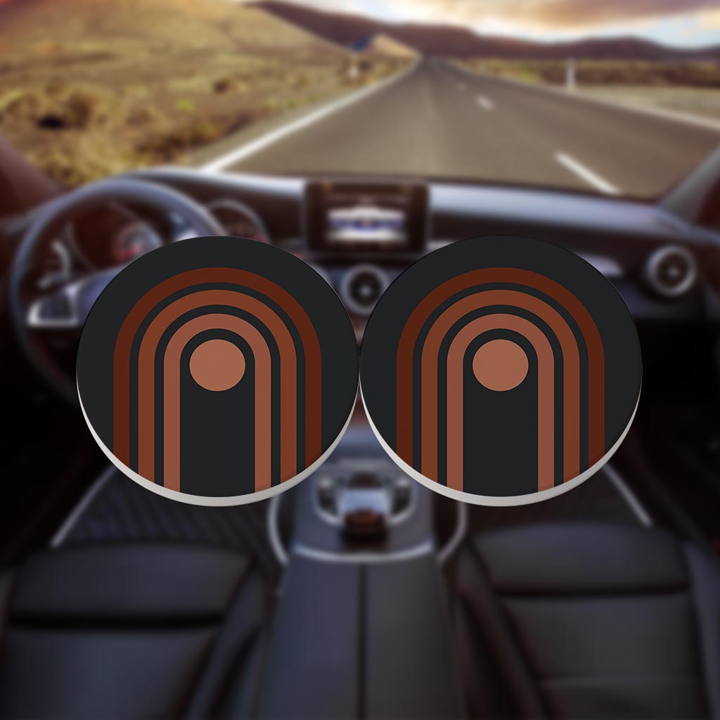 Modern Minimalist Retro Dark Lines| Absorbent Car Coasters | Set of 2 | Min 4