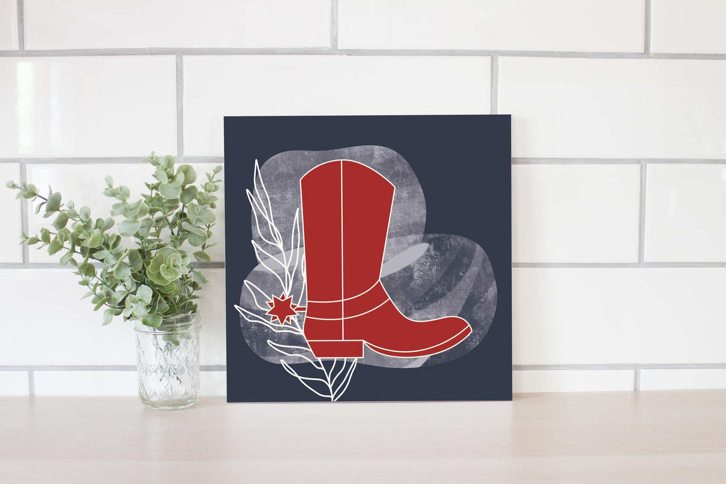 Modern Minimalist Texas Colors Boot | Wood Sign | Eaches | Min 2