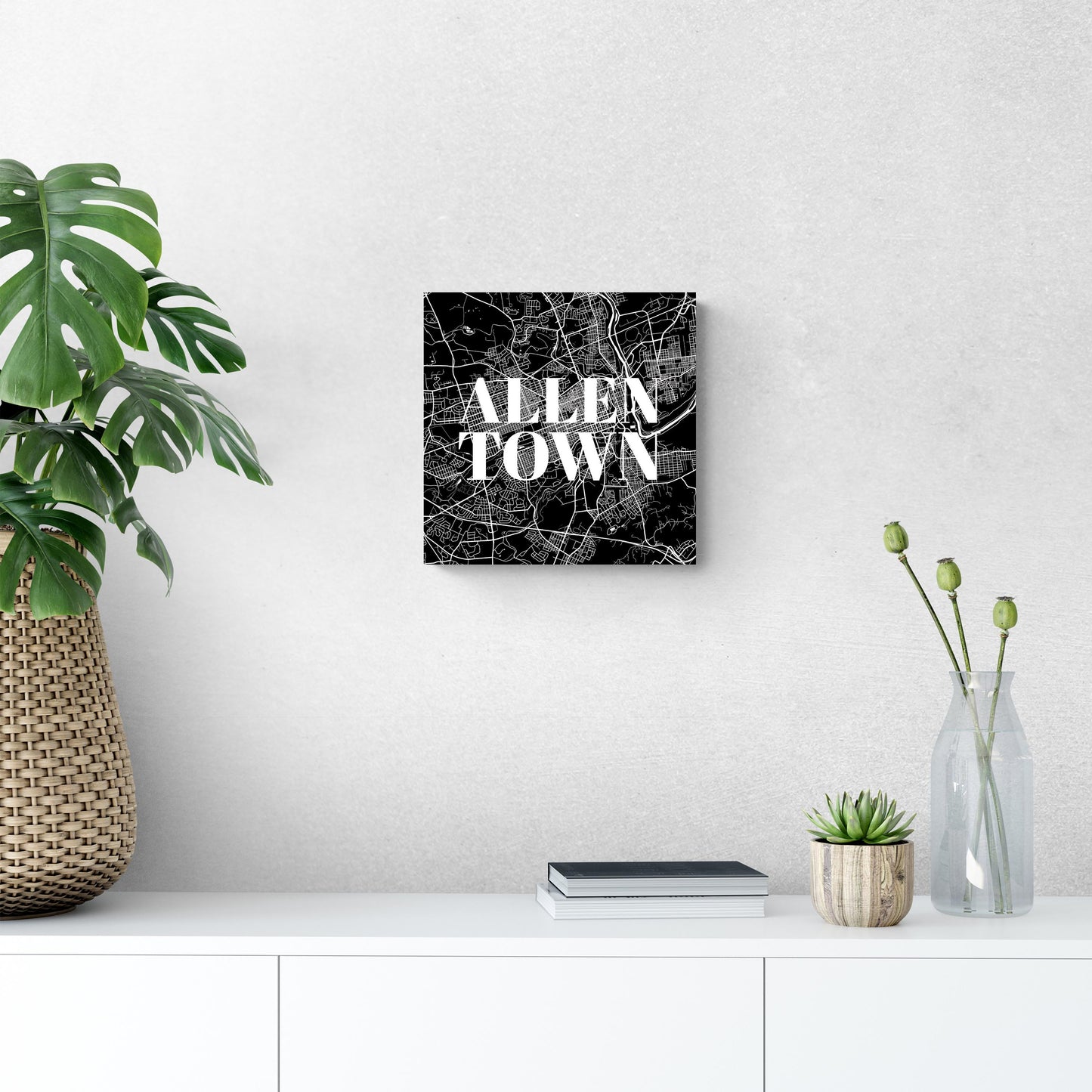 Minimalistic B&W Pennsylvania Allentown Map | Wood Sign | Eaches | Min 2