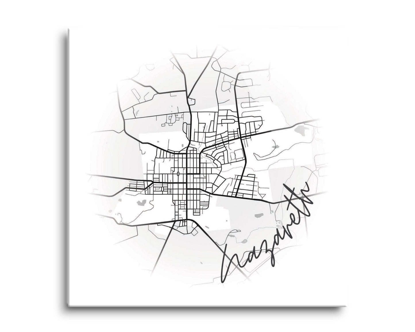 Minimalistic B&W Pennsylvania Nazareth Circle Map | Hi-Def Glass Art | Eaches | Min 2