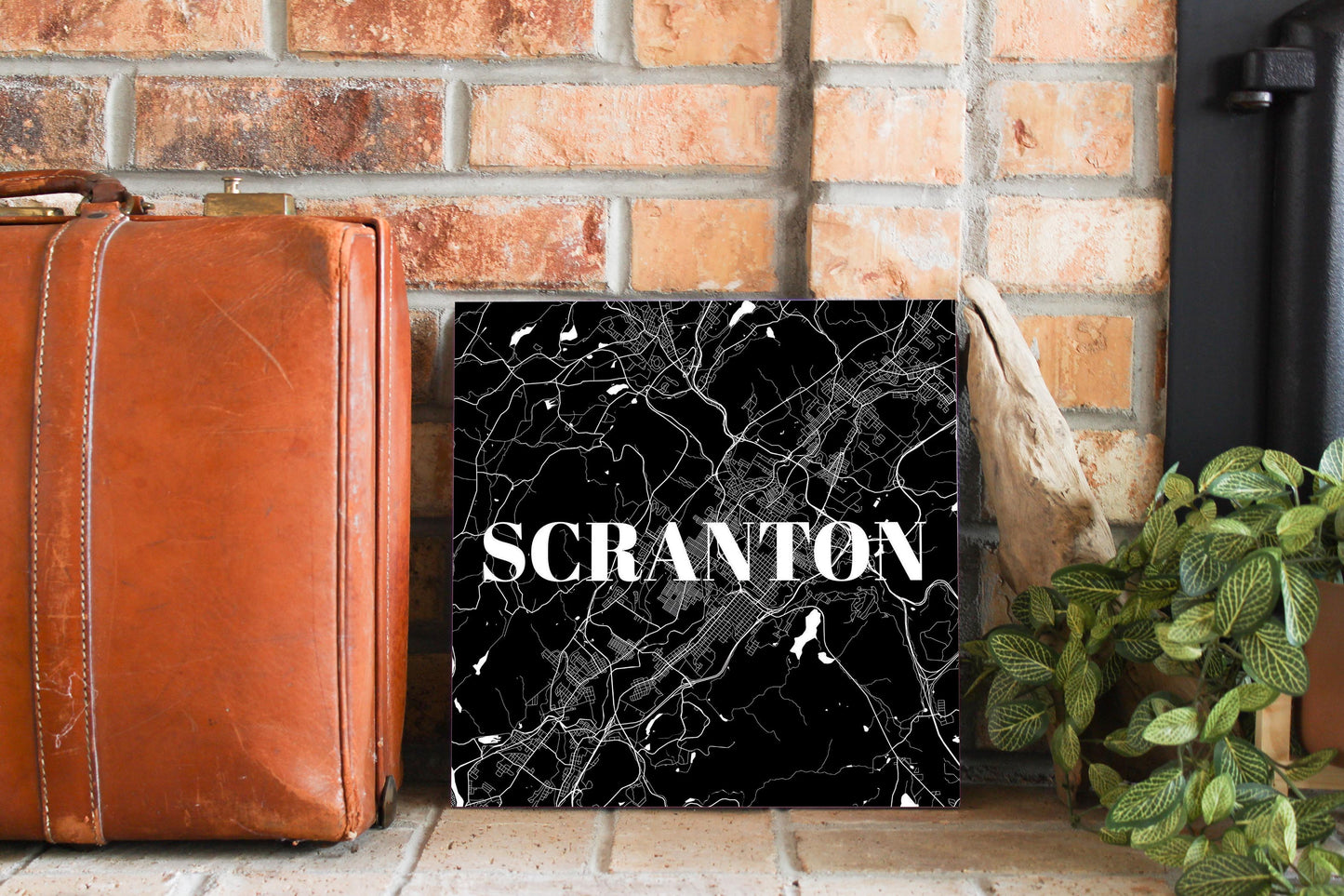 Minimalistic B&W Pennsylvania Scranton Map | Wood Sign | Eaches | Min 2