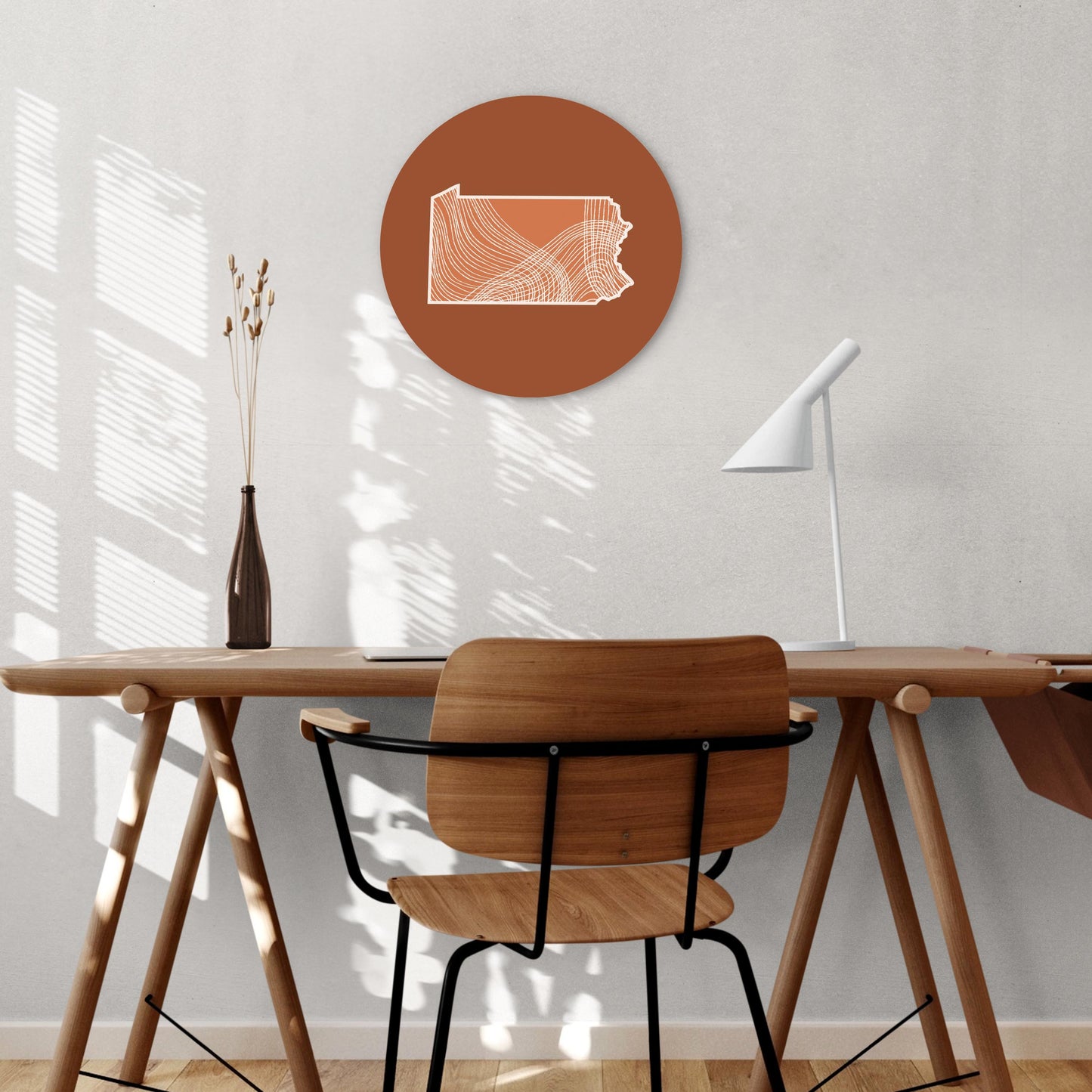 Modern Minimalist Pennsylvania State Lines Dark | Wood Sign | Eaches | Min 1