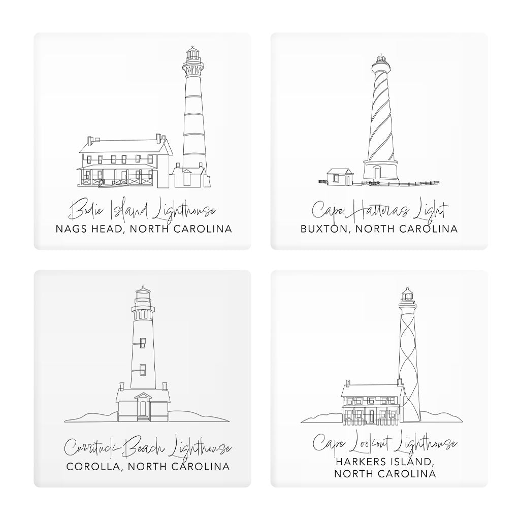 North Carolina Lighthouses| Absorbent Coasters | Set of 4 | Min 2